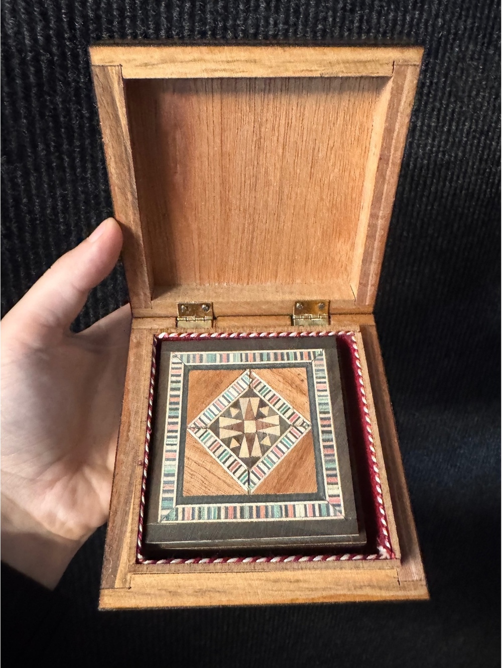 Vintage Handcrafted Wooden Coasters and Coaster Box